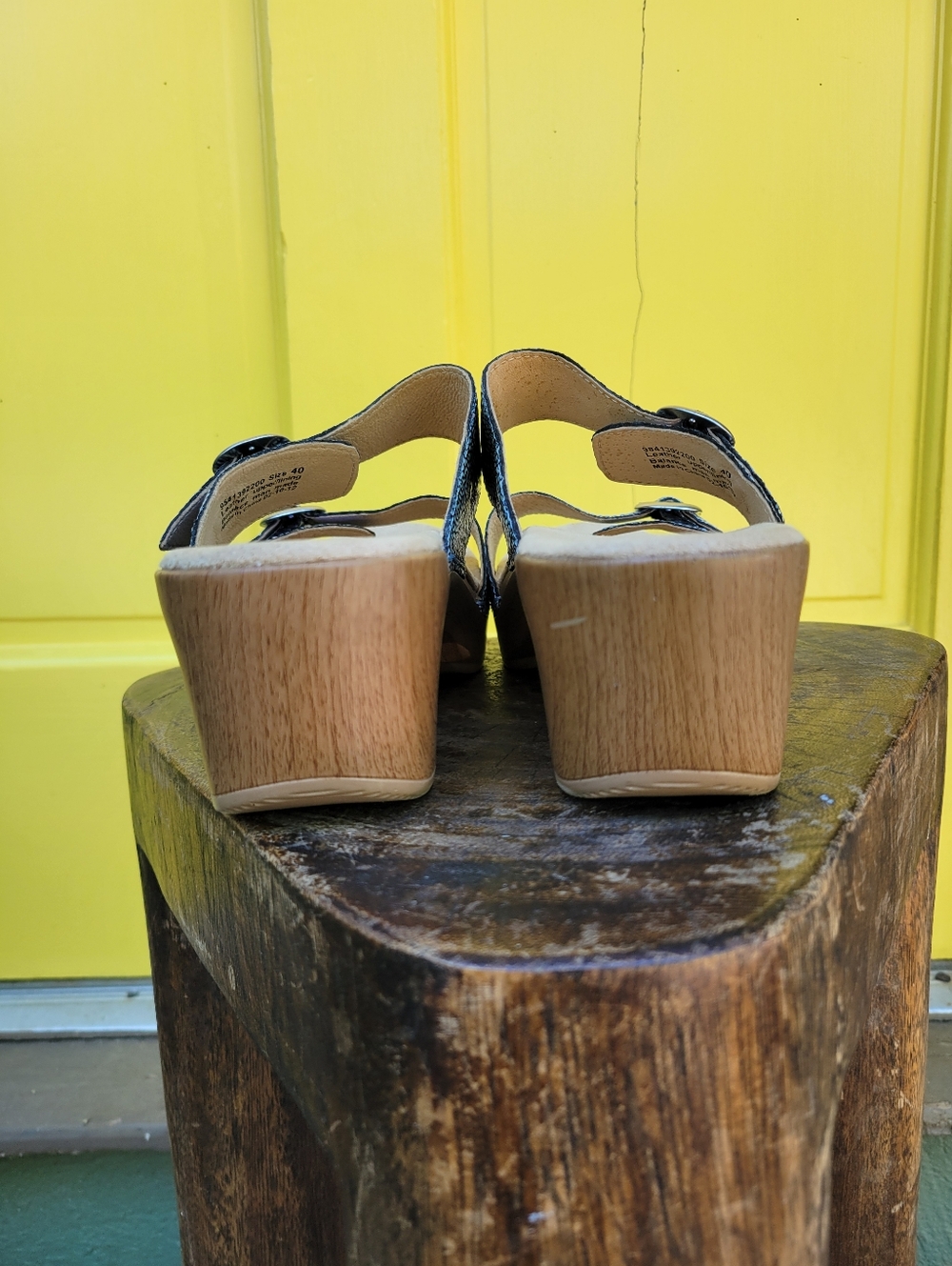 Dansko Sophie Iridescent Blue Leather Platform Slide Sandals EU 40 - Picture 13 of 13